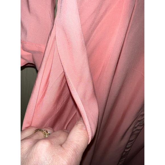 Peach Fuzz Midi SHIRT DRESS Size 12 Medium Faux Silk Button Fr Court & Rowe NEW - Picture 7 of 14
